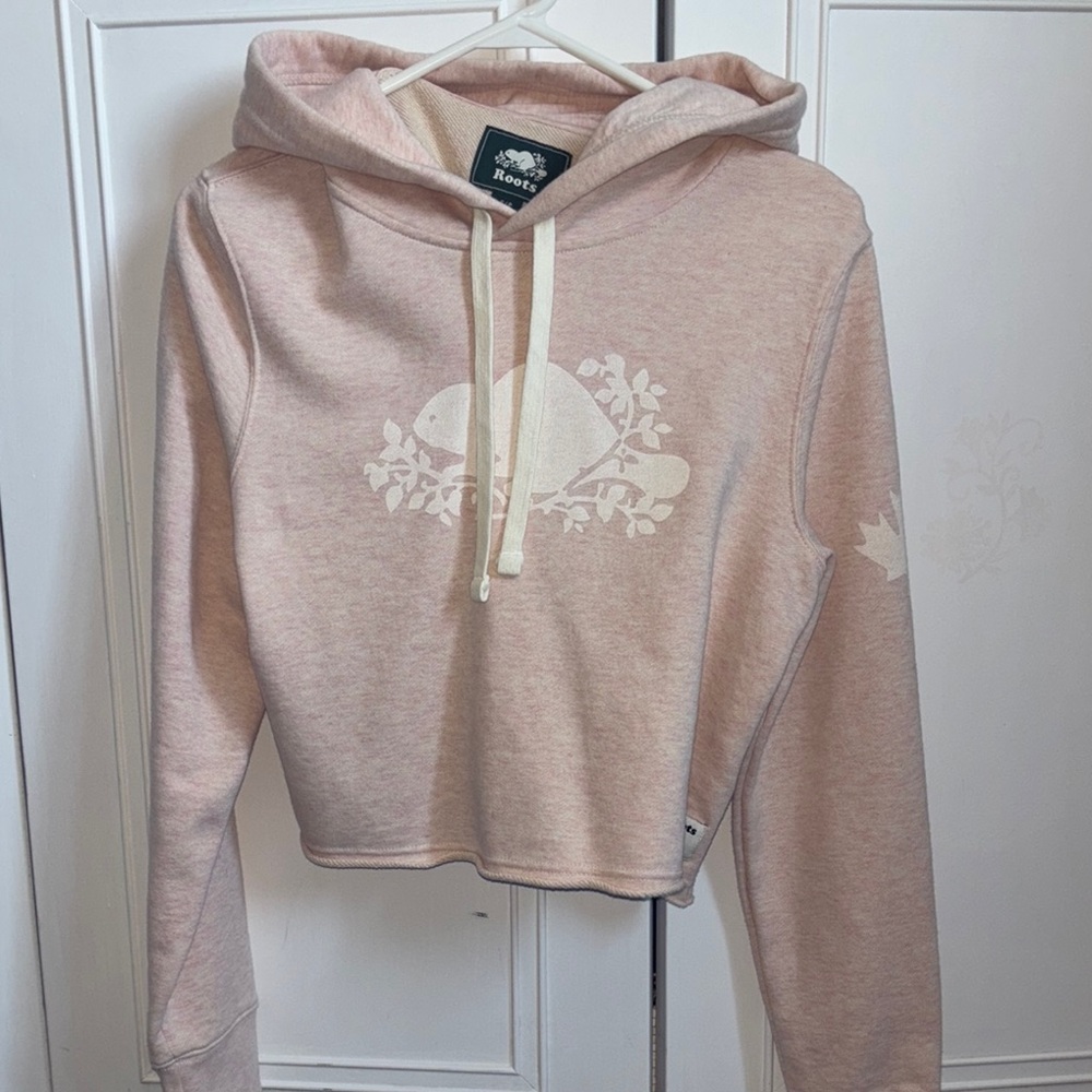 Women's Pink Hoodie Cropped Sweatshirt by Roots